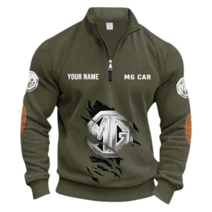 City Vehicle Half Zipper Corduroy Sweatshirt CAR491 - Army Green