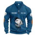 Versatile Road Vehicle Half Zipper Corduroy Sweatshirt CAR491 - Denim Blue