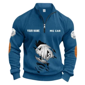Versatile Road Vehicle Half Zipper Corduroy Sweatshirt CAR491 - Denim Blue