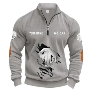 Modern Touring Auto Half Zipper Corduroy Sweatshirt CAR491 - Light Gray
