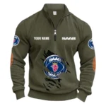 Mid-Size Car Half Zipper Corduroy Sweatshirt CAR491 - Army Green