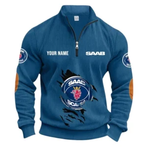 Executive Hatchback Half Zipper Corduroy Sweatshirt CAR491 - Denim Blue