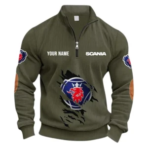 Transport Vehicle Half Zipper Corduroy Sweatshirt CAR491 - Army Green