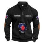 Tractor-Trailer Half Zipper Corduroy Sweatshirt CAR491 - Black