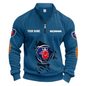 Logistics Truck Half Zipper Corduroy Sweatshirt CAR491 - Denim Blue