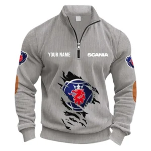 Road Hauler Half Zipper Corduroy Sweatshirt CAR491 - Light Gray