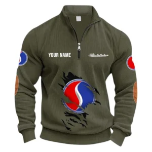 Collector Car Half Zipper Corduroy Sweatshirt CAR491 - Army Green
