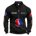 Old-School Auto Half Zipper Corduroy Sweatshirt CAR491 - Black