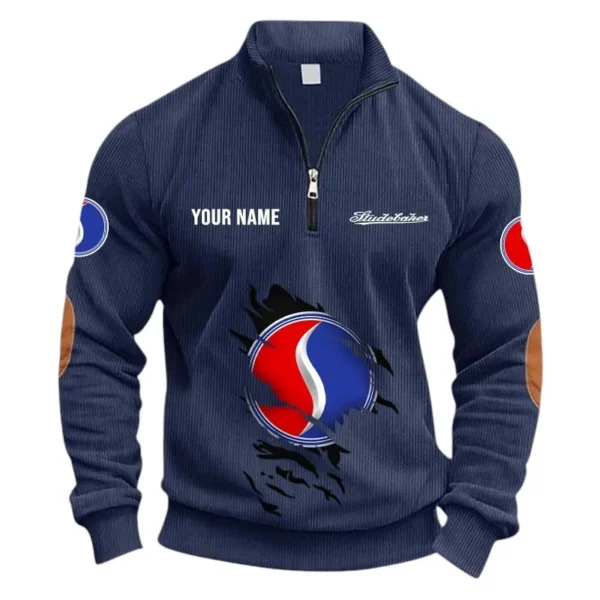 American Classic Car Half Zipper Corduroy Sweatshirt CAR491 - Navy Blue