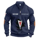 Old-School Automobile Half Zipper Corduroy Sweatshirt CAR491 - Navy Blue