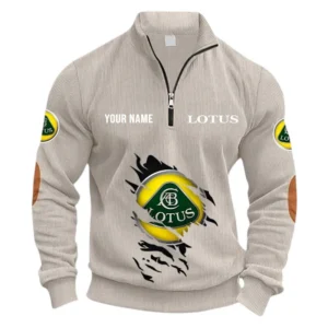 Track Day Vehicle Half Zipper Corduroy Sweatshirt CAR491 - Apricot