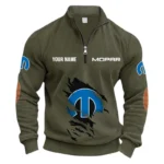 Street Racing Style Half Zipper Corduroy Sweatshirt CAR491 - Army Green