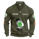 Everyday Driver Half Zipper Corduroy Sweatshirt CAR491 - Army Green