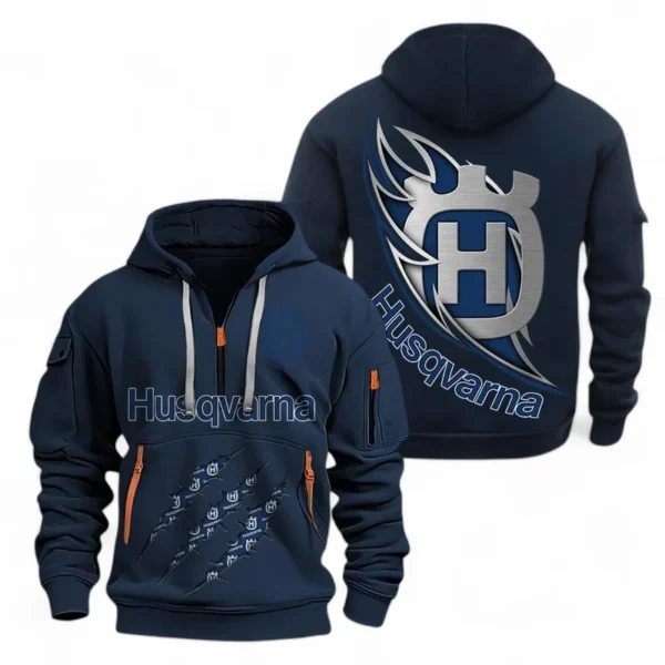 Exclusive Logo Hoodie Half Zipper For Motocross Bike Enthusiasts, Gift For Motocross Bike Fans CAR500 - Navy