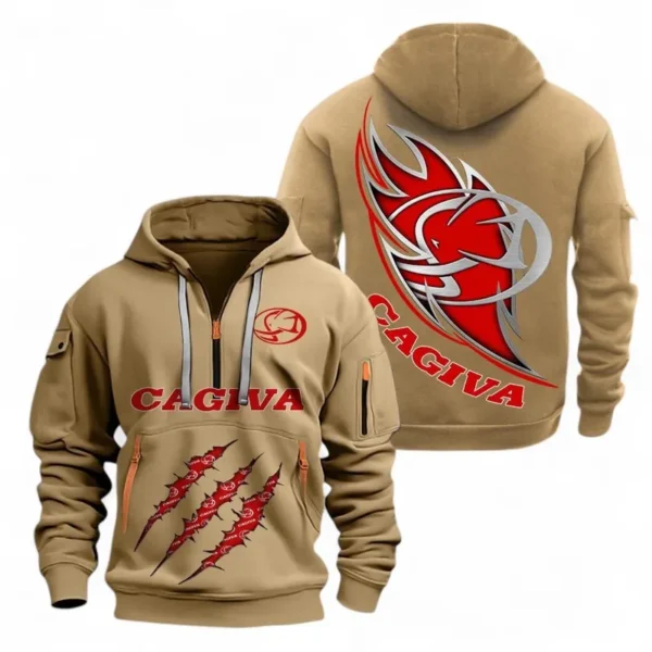 Commuter Ride Hoodie Half Zipper, All Over Print Hoodie Gift For Commuter Ride Enthusiasts CAR500 - Khaki