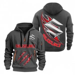 Superbike Hoodie Half Zipper, All Over Print Hoodie Gift For Superbike Enthusiasts CAR500 - Gray