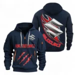Exclusive Logo Hoodie Half Zipper For Speed Demon Bike Enthusiasts, Gift For Speed Demon Bike Fans CAR500 - Navy