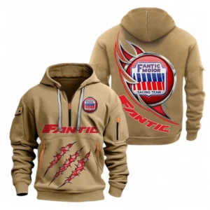 Hoodie Half Zipper Exclusive Logo Gift For Adventure Motorcycle Enthusiasts CAR500 - Khaki