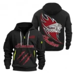 Heavyweight Motorcycle Hoodie Half Zipper, All Over Print Hoodie Gift For Heavyweight Motorcycle Enthusiasts CAR500 - Black