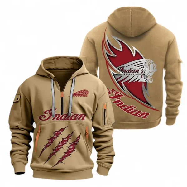 Hoodie Half Zipper Exclusive Logo Gift For Touring Cruiser Enthusiasts CAR500 - Khaki