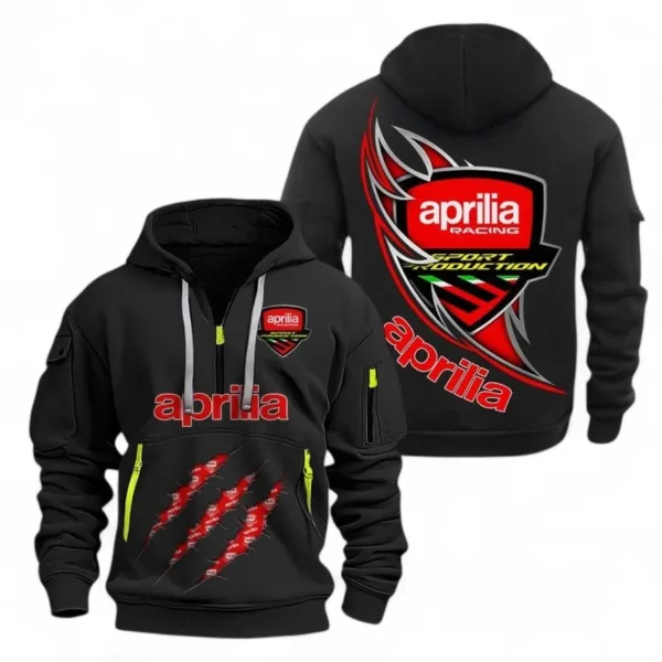 Hoodie Half Zipper Exclusive Logo Gift For Racing Bike Enthusiasts CAR500 - Black