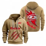 Hoodie Half Zipper Exclusive Logo Gift For Dirt Bike Enthusiasts CAR500 - Khaki