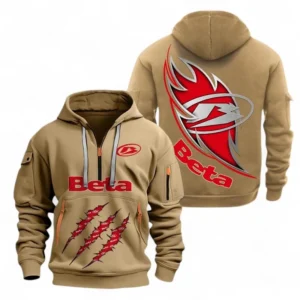 Hoodie Half Zipper Exclusive Logo Gift For Dirt Bike Enthusiasts CAR500 - Khaki