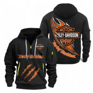 Hoodie Half Zipper Exclusive Logo Gift For Trial Motorcycle Enthusiasts CAR500 - Black