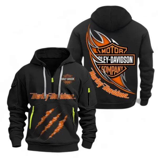 Hoodie Half Zipper Exclusive Logo Gift For Trial Motorcycle Enthusiasts CAR500 - Black