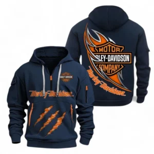 Hoodie Half Zipper Exclusive Logo Gift For Two-Wheel Iconic Enthusiasts CAR500 - Navy