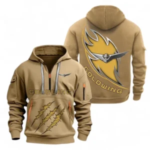 Hoodie Half Zipper Exclusive Logo Gift For VTEC Power Auto Enthusiasts CAR500 - Khaki