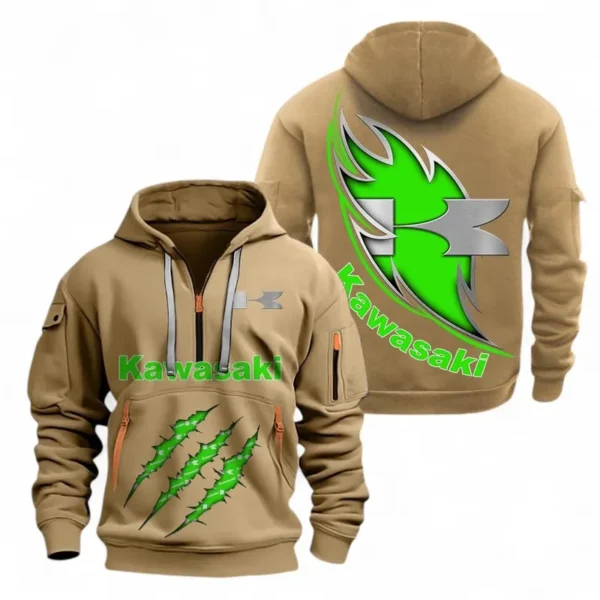 Hoodie Half Zipper Exclusive Logo Gift For Agile Street Bike Enthusiasts CAR500 - Khaki