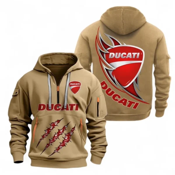 Hoodie Half Zipper Exclusive Logo Gift For Velocity Beast Enthusiasts CAR500 - Khaki