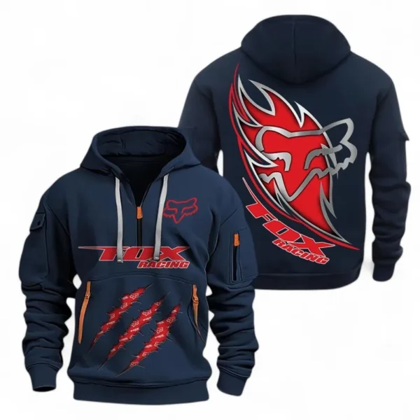 Rider Equipment Hoodie Half Zipper, All Over Print Hoodie Gift For Rider Equipment Enthusiasts CAR500 - Navy