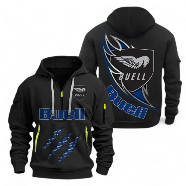Modern Street Bike Hoodie Half Zipper, Exclusive Logo Hoodie For Modern Street Bike Enthusiasts CAR500 - Black