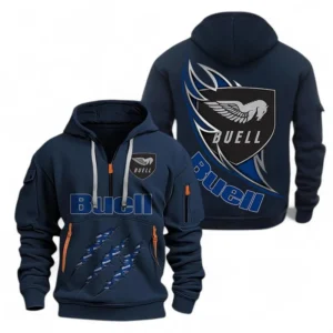 Hoodie Half Zipper Exclusive Logo Gift For Sport Motorcycle Enthusiasts CAR500 - Navy