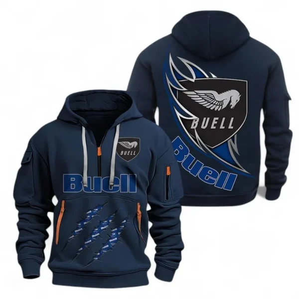 Hoodie Half Zipper Exclusive Logo Gift For Sport Motorcycle Enthusiasts CAR500 - Navy