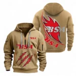 Classic Motorcycle Hoodie Half Zipper, All Over Print Hoodie Gift For Classic Motorcycle Enthusiasts CAR500 - Khaki
