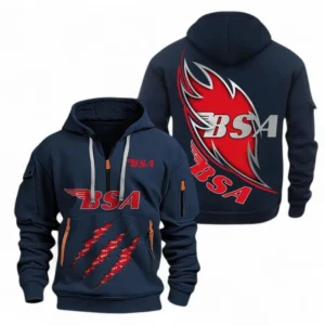 Retro Motorbike Hoodie Half Zipper, All Over Print Hoodie Gift For Retro Motorbike Enthusiasts CAR500 - Navy
