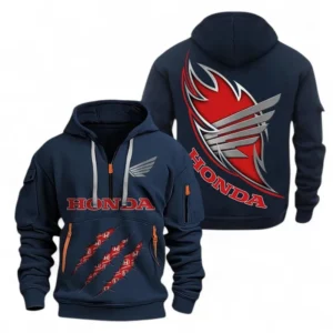 Dual-Sport Motorbike Hoodie Half Zipper, All Over Print Hoodie Gift For Dual-Sport Motorbike Enthusiasts CAR500 - Navy