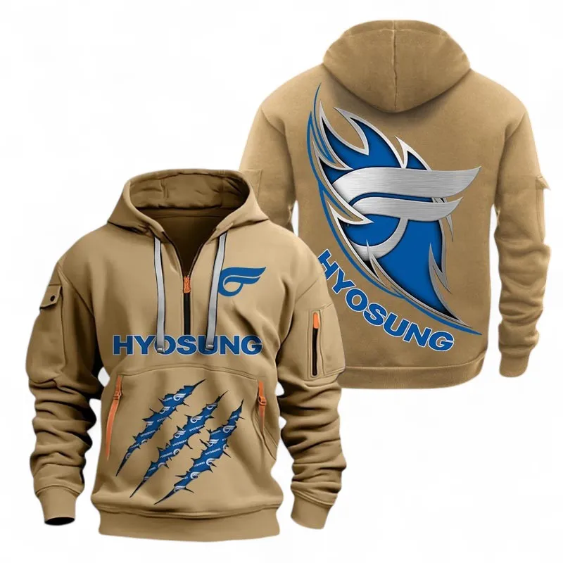 Sport Bike Hoodie Half Zipper, All Over Print Hoodie Gift For Sport Bike Enthusiasts CAR500 - Khaki