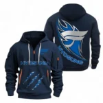 Track-Inspired Ride Hoodie Half Zipper, All Over Print Hoodie Gift For Track-Inspired Ride Enthusiasts CAR500 - Navy