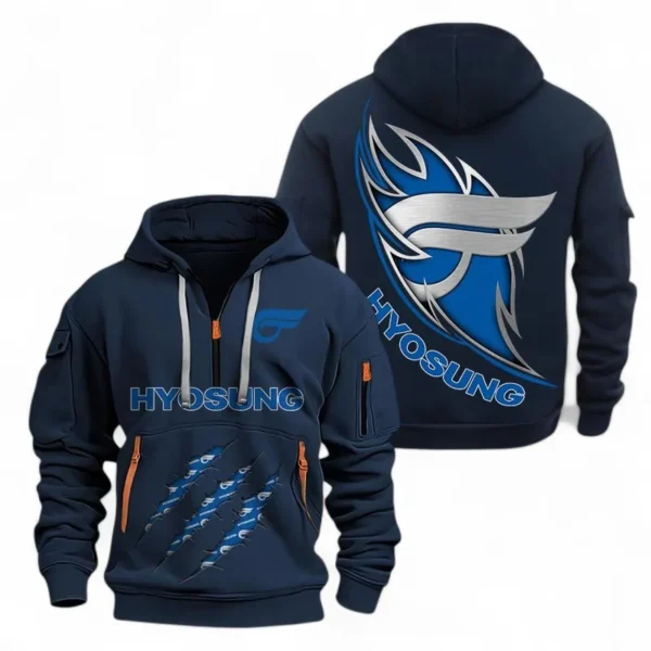 Track-Inspired Ride Hoodie Half Zipper, All Over Print Hoodie Gift For Track-Inspired Ride Enthusiasts CAR500 - Navy