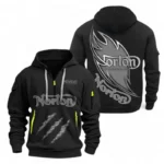 Vintage Two-Wheeler Hoodie Half Zipper, Exclusive Logo Hoodie For Vintage Two-Wheeler Enthusiasts CAR500 - Black