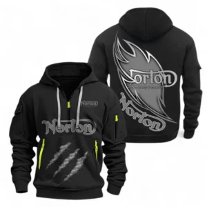 Vintage Two-Wheeler Hoodie Half Zipper, Exclusive Logo Hoodie For Vintage Two-Wheeler Enthusiasts CAR500 - Black