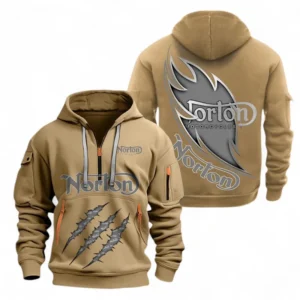 Cafe Racer Hoodie Half Zipper, All Over Print Hoodie Gift For Cafe Racer Enthusiasts CAR500 - Khaki