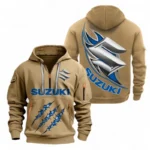 Hoodie Half Zipper Exclusive Logo Gift For Street Racer Enthusiasts CAR500 - Khaki