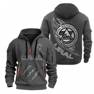 Hoodie Half Zipper Exclusive Logo Gift For Two-Wheel Vehicle Enthusiasts CAR500 - Gray