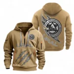 Hoodie Half Zipper Exclusive Logo Gift For Touring Motorcycle Enthusiasts CAR500 - Khaki