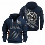 Hoodie Half Zipper Exclusive Logo Gift For Adventure Bike Enthusiasts CAR500 - Navy